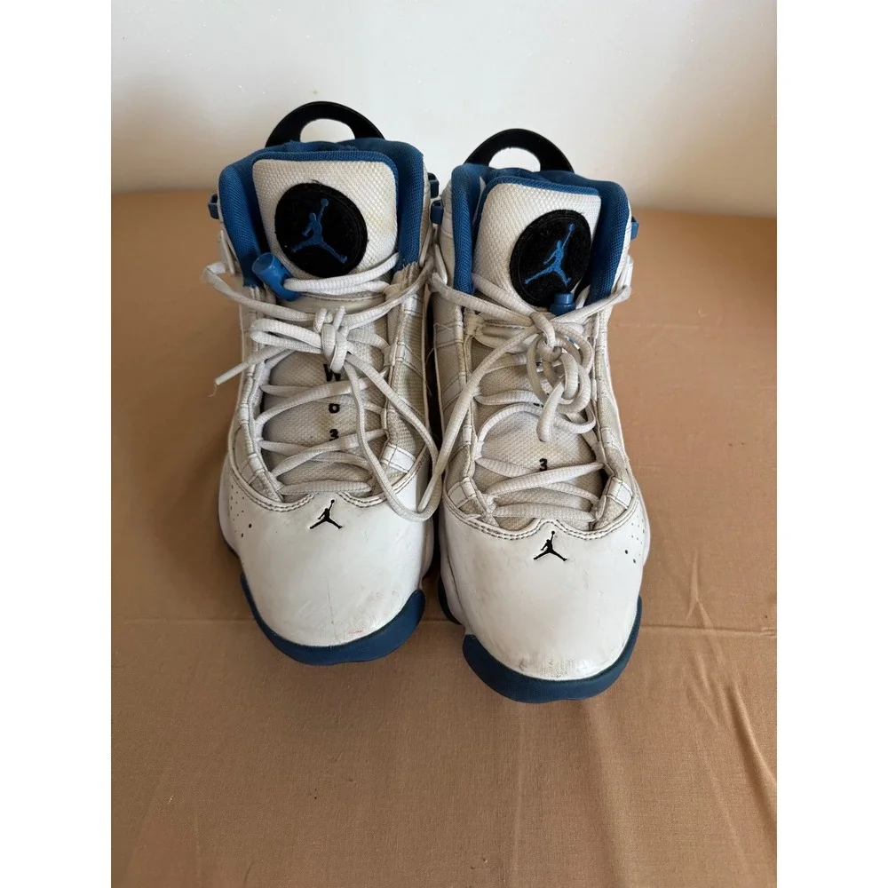 Air Jordan 6 Rings White Blue Mens Basketball Shoes‎ Sneakers Size 8.5